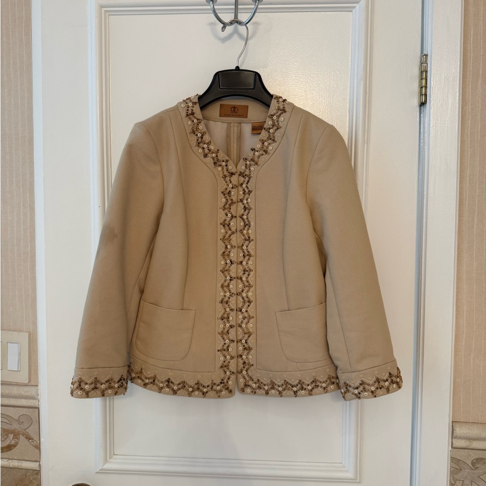 Dana Buchman Beige Women's Blazer with Embellished Trim